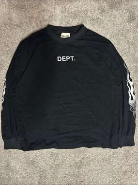 Gallery Dept Black Logo Flames Long Sleeve Shirt